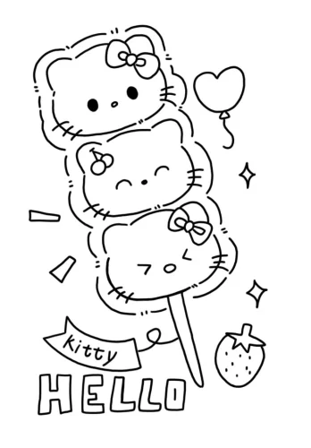 Ba Hello Kitty xếp chồng như que kẹo