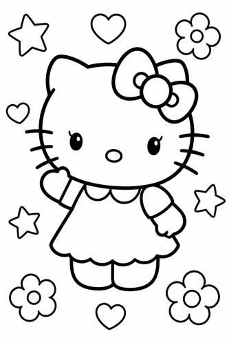 Hello Kitty giữa hoa và trái tim