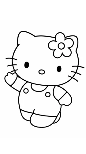 Hello Kitty cài hoa vẫy tay