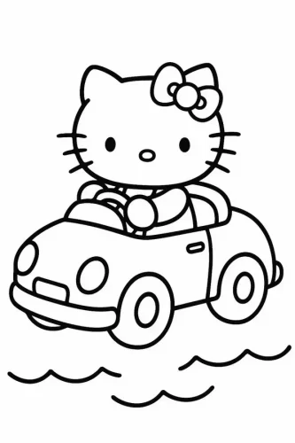 Hello Kitty lái ô tô