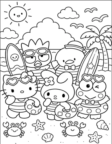 Hello Kitty và các bạn Sanrio ở bãi biển