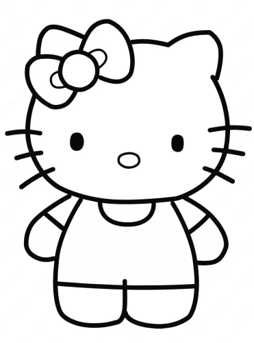 Hình tô màu hello Kitty đứng chính diện