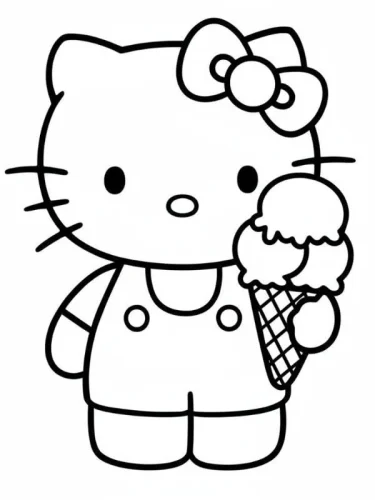 Hello Kitty cầm kem ốc quế