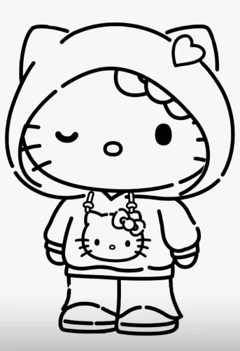 Hình tô màu hello Kitty mặc áo hoodie