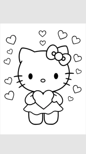 Hello Kitty ôm trái tim giữa các trái tim nhỏ