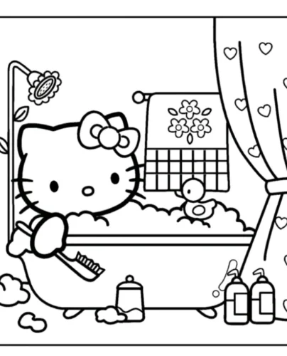 Hello Kitty tắm bồn