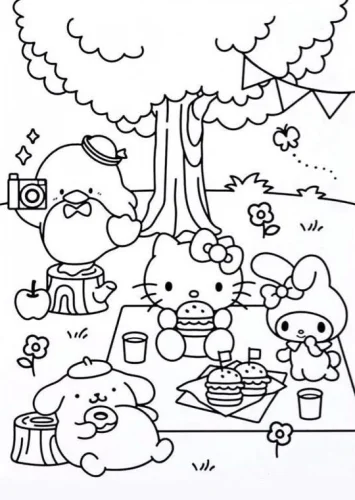 Hello Kitty và các bạn picnic trong rừng