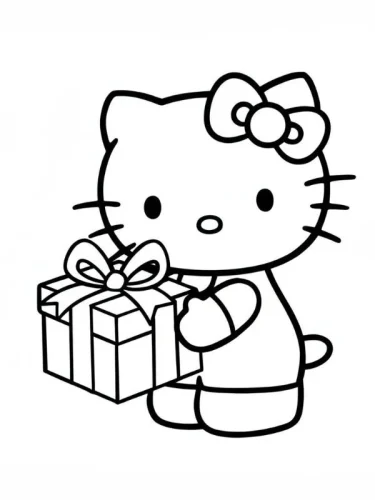 Hello Kitty ôm hộp quà
