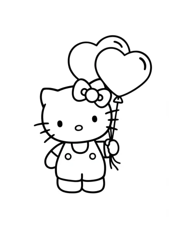 Hello Kitty cầm bóng bay trái tim