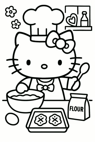 Hello Kitty đầu bếp nhào bột