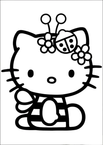Hello Kitty cài hoa bọ rùa, nét đậm