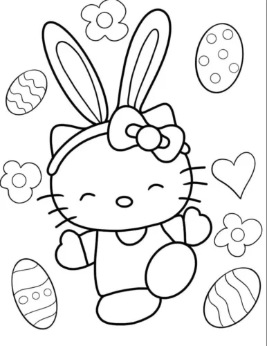 Hello Kitty đeo tai thỏ giữa trứng Phục sinh