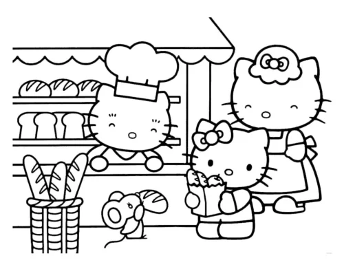 Hello Kitty và gia đình trong tiệm bánh