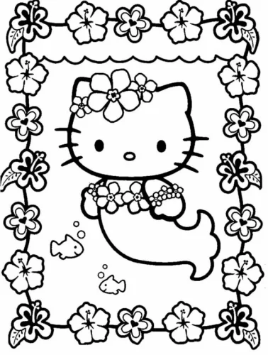 Hello Kitty nàng tiên cá trong khung hoa