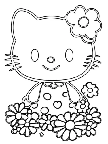 Khuôn mặt Hello Kitty giữa hoa