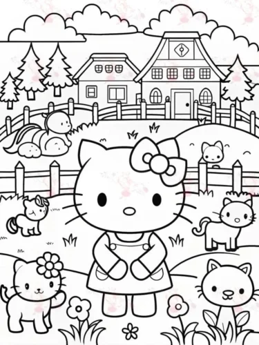 Hello Kitty và các bạn thú trước ngôi làng