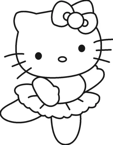 Hình tô màu hello Kitty múa, nét mảnh