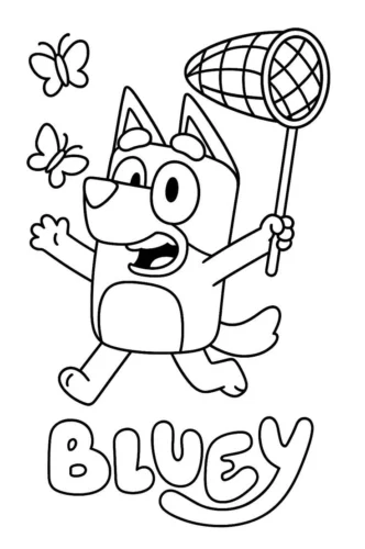 Chú chó Bluey bắt bướm