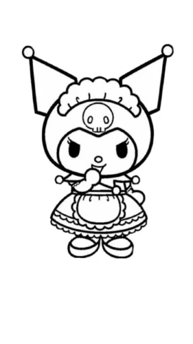 Kuromi mặc váy, nét gọn