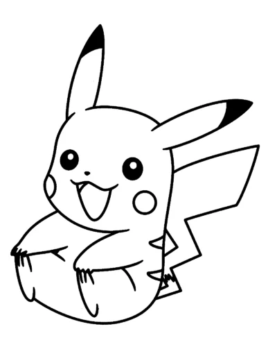 Hình tô màu pikachu ngồi, nét viền đậm