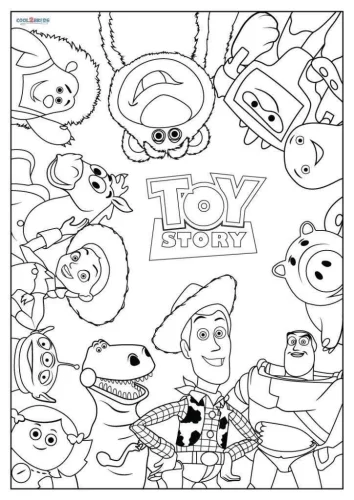 Mẫu tô màu các nhân vật Toy Story xếp kín trang
