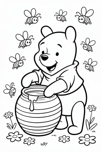 Winnie the Pooh ôm hũ mật giữa bầy ong