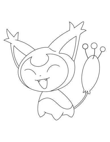 Tranh tô màu pokémon Skitty cười híp mắt