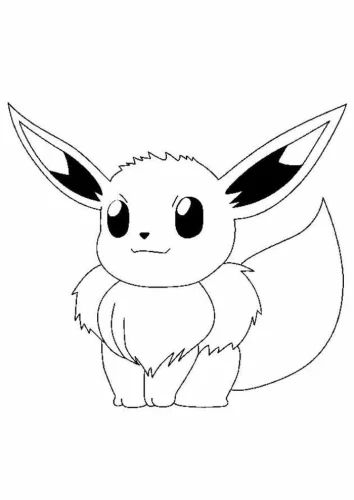 Hình tô màu eevee ngồi, mắt to tròn
