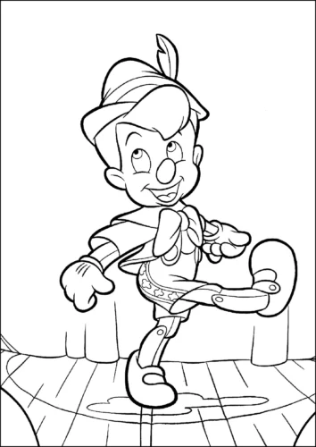 Mẫu tô màu pinocchio nhảy múa