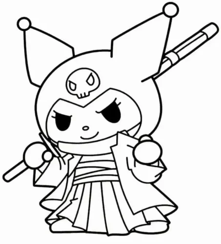 Kuromi mặc kimono cầm kiếm