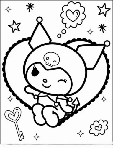 Kuromi trong khung trái tim có chìa khoá