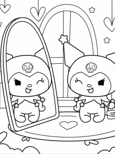 Kuromi và My Melody bên cửa sổ