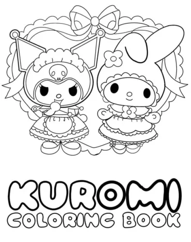 Kuromi và My Melody trên bìa sách tô màu