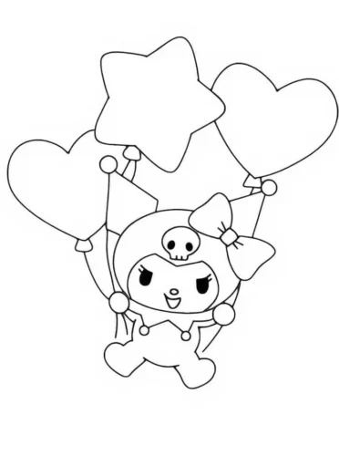 Kuromi bay cùng bóng bay ngôi sao