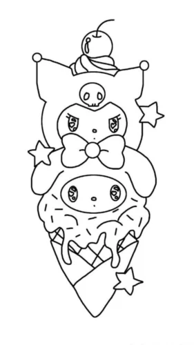 Kuromi và My Melody trên que kem