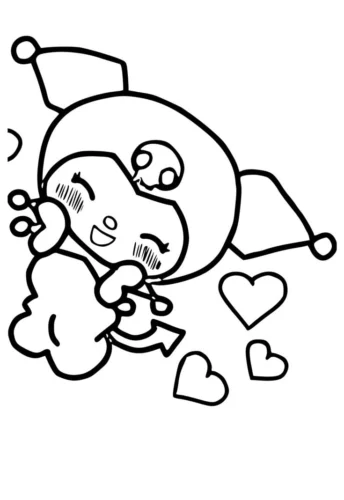 Kuromi ngồi giữa trái tim