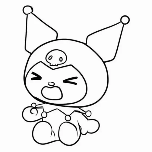 Hình tô màu kuromi nhắm mắt hét to