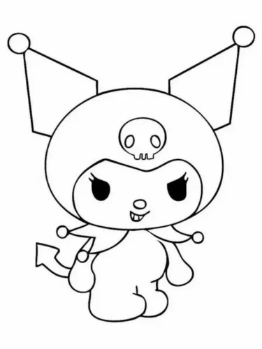 Mẫu tô màu kuromi đứng chính diện