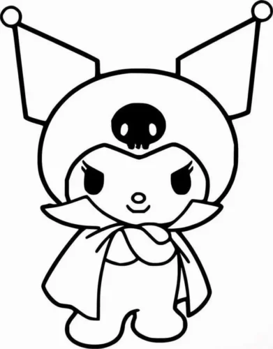 Hình tô màu kuromi mặc áo choàng