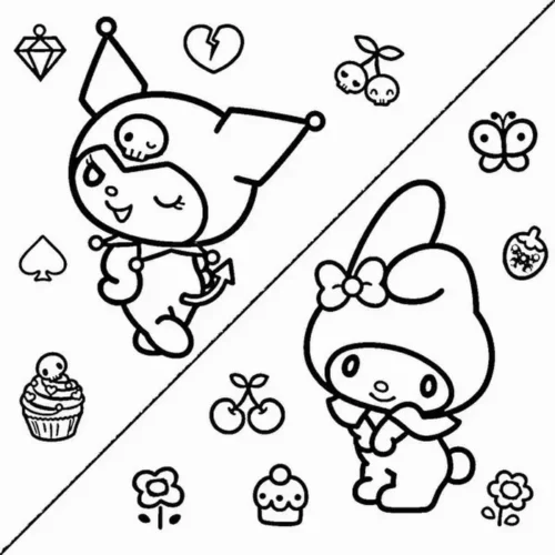 Kuromi và My Melody chia đôi trang