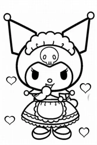 Kuromi mặc váy hầu gái