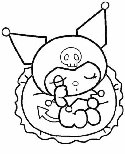 Kuromi nằm ôm gối