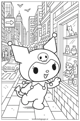 Kuromi dạo phố giữa nhà cao tầng