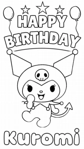 Kuromi bên chữ Happy Birthday