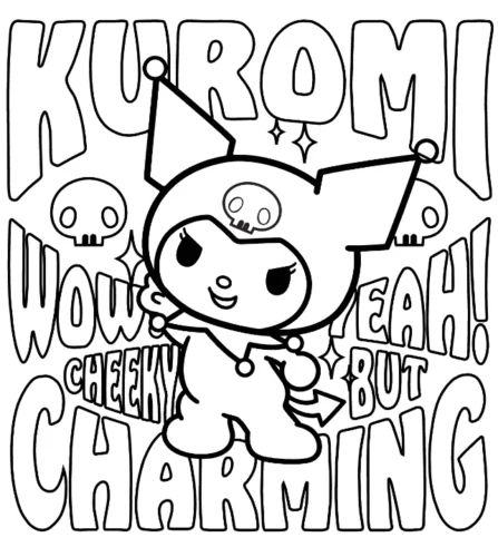 Kuromi giữa chữ Kuromi lớn