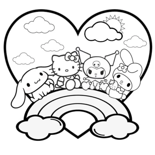 Các bạn Sanrio trên cầu vồng