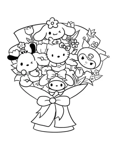 Bó hoa các bạn Sanrio