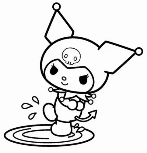 Kuromi đứng trên vòng tròn