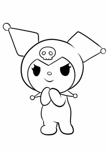 Hình tô màu kuromi chắp tay đứng