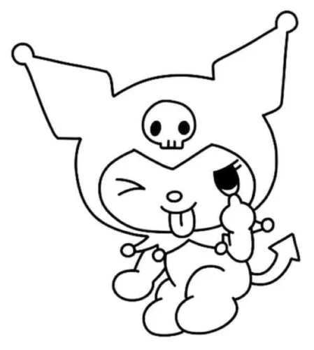 Mẫu tô màu kuromi lè lưỡi nháy mắt